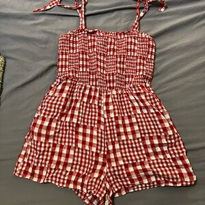 Old Navy Red and White Checkered Women's Romper